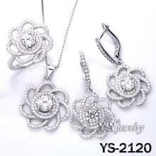 Micro pavimenta la joyería de la flor de la plata esterlina 925 fijada (YS-2120)